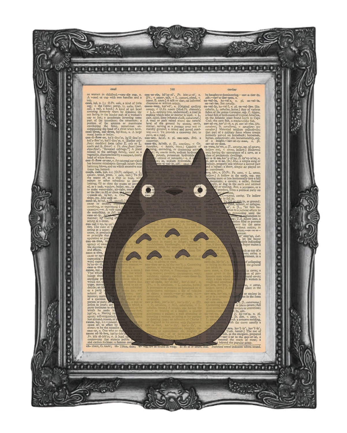 My Neighbor TOTORO Upcycled Book Dictionary Print  Art Prints Vintage Book Print Vintage Book Page Recycled   Buy 3 get 4th free