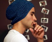 Dark Teal Blue Mens Hat 100% Organic Wool