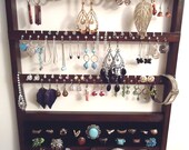 Jewelry Holder, Ring Holder, 20 Rings, 54 Plus Pairs, 16 Pegs, Cocoa Brown, Boutique Quality & Design, BEAUTIFUL STORAGE, 6/9