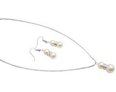 NS006 Cream Pearls Silver Rondells Free Shipping In US