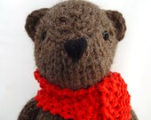 Custom knitted wool teddy bear with scarf, choose your colors