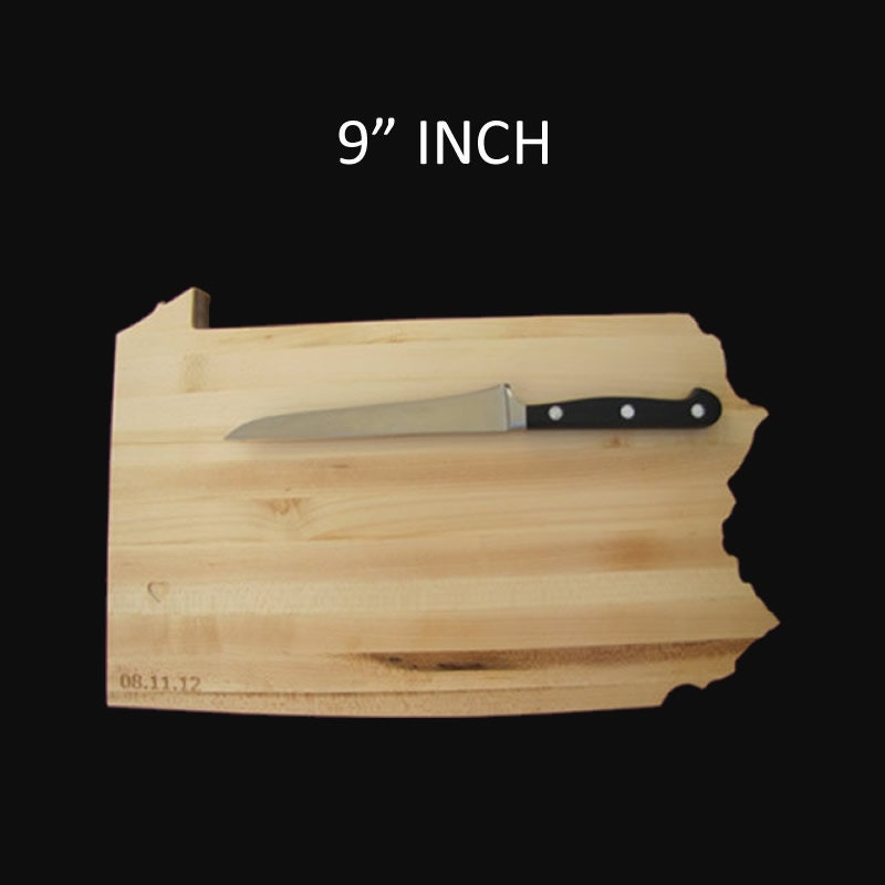9" inch Pennsylvania State Shaped Cutting Board, Cheeseboard