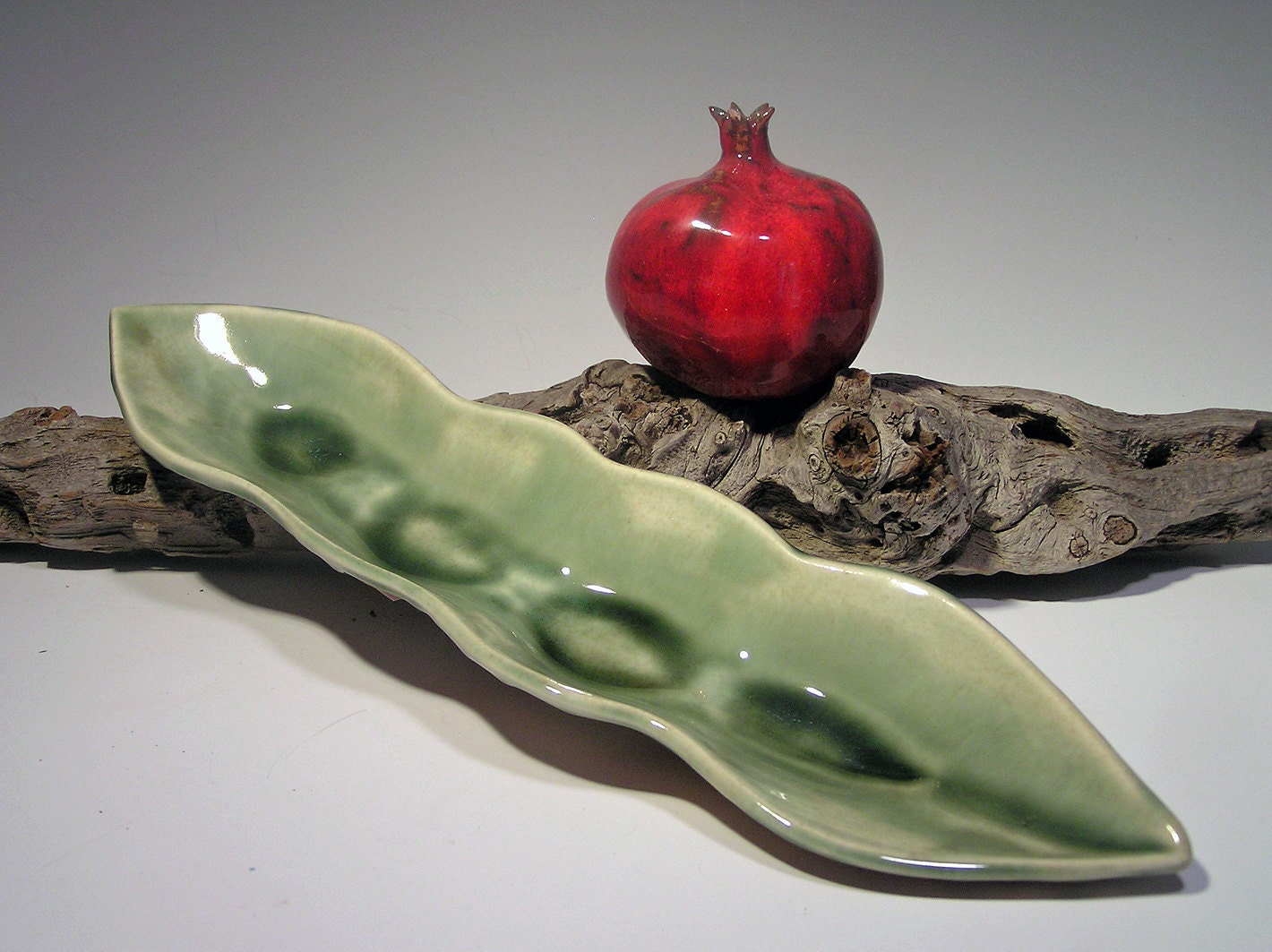 Ceramic Relish tray in green--made to order