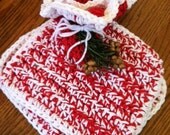 2 Pot holders / Hot pads AND a matching dishcloth - handmade red and white