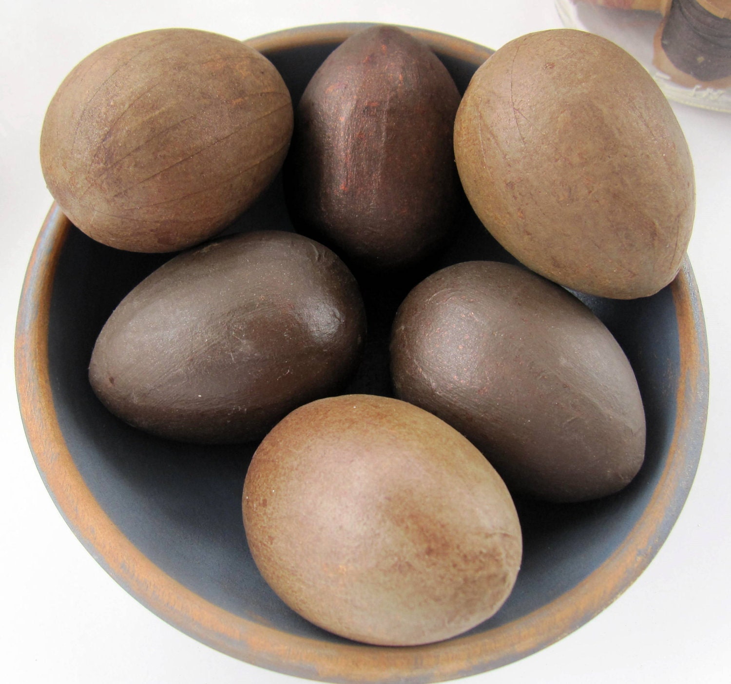 Primitive Eggs Chocolate Brown Rustic Farmhouse Set of 6 cssteam ofg team