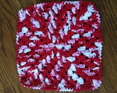 Wash Cloth - Dish Cloth - Handmade - Red/pink/white