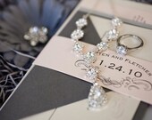 1943 Wedding Invitation Suite with Belly Band - Pale Pink, Silver, Pewter and Ivory
