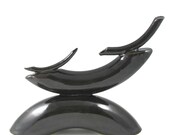 Black Abstract Sculpture / Ready to Ship / Handmade Clay Wheel Thrown Stoneware Pottery