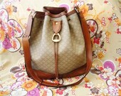 Blowout SALE...was 245....Vintage CELINE Bucket Drawstring Monogram Leather Bag. Excellent condition. Beautiful.