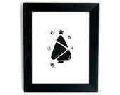 Linoleum Print - Another Christmas Tree - typography Archival Art Print black