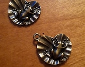 Set of 2 Frogs on Lily Pad Charms