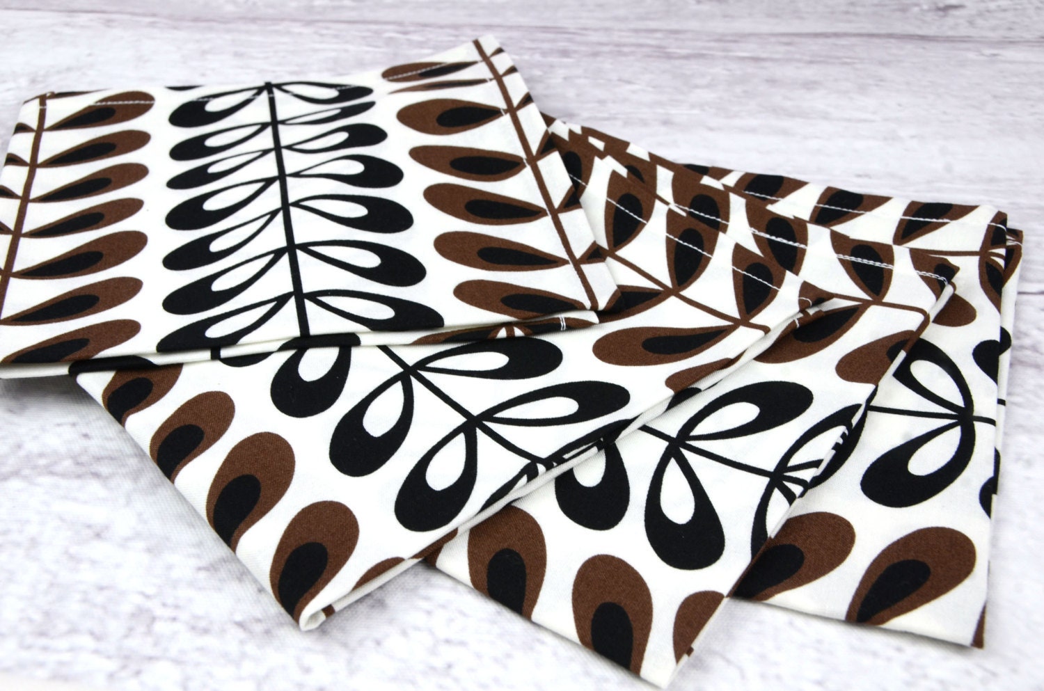 Cloth Napkins 15 Inch Set of 4 in Kenyan Tea Leaf in Coffee and Black by Alexander Henry Fabrics