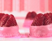 PRETTY IN PINK Strawberries- 5 Jumbo Gourmet Hand-Dipped Wax Tart Melts