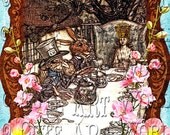 5x7 image mixed media art "Digital Art Collage  Download Alice In Wonderland