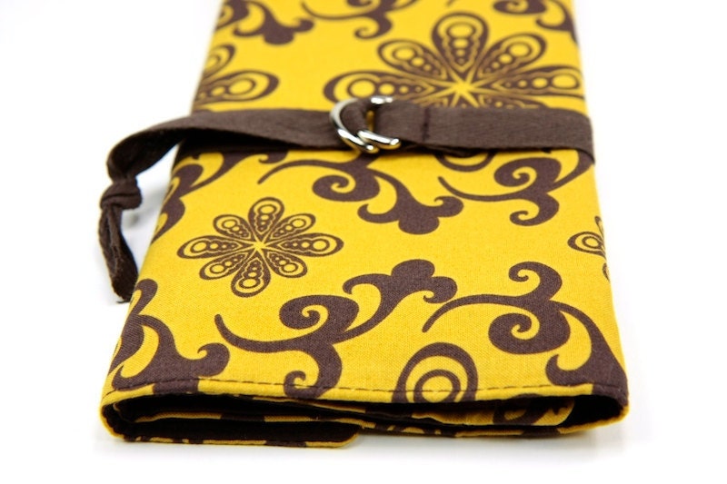 Short Knitting Needle Organizer Case - CHOCOLATE - 24 brown pockets