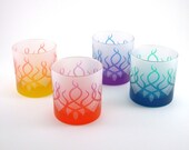 Glass Tumblers / Drinking Glasses - Strands - Set of 4 - Etched and Painted Glassware