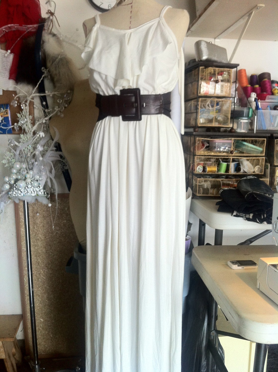 White Stretch Maxi Dress