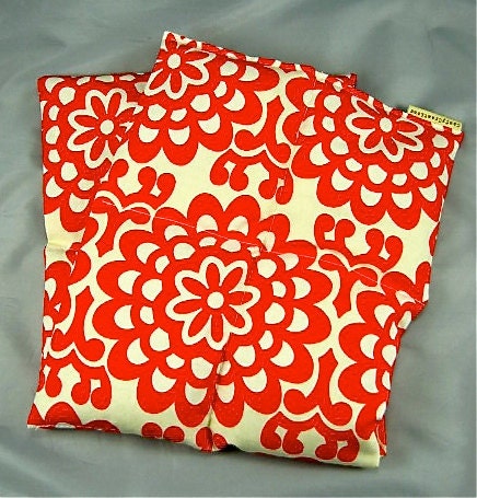 Hip/Back Extra Long Heat Pack Hot/Cold Therapy Organic Flaxseed Rice Lavender Scented Amy Butler's Wallflower Cherry