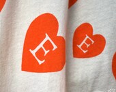 Etsy HandCrafts Hearts Scarf - Stretchy Cotton Jersey Unisex Long American Apparel Scarf - Orange on Cream