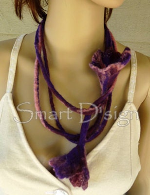 Necklace "Night Flower" - OOAK - Felt Jewellery - Christmas is coming