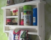 White spice rack ,plate,towel bar,wall shelf,wood H