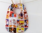 Retro Workers Oversize Baby Bib with Snaps - Gender Neutral Baby Gift
