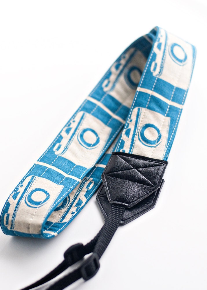 Turquoise Echino Camera print camera strap