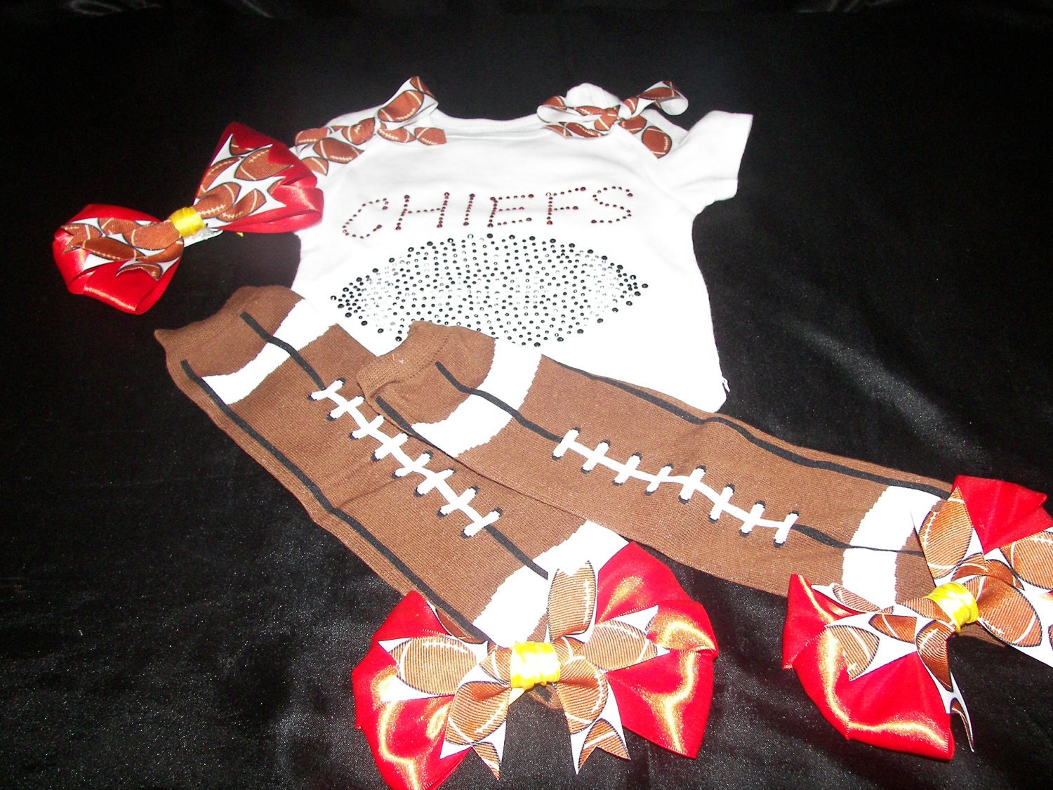 Bling Football Onesie and LegWarmer Set--Unique and full of Bling--Perfect for a Football Princess