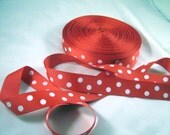 Red & White Polka Dot Ribbon - 3 Yards