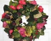 Preserved Lemon Leaf (Salal) and Rose Wreath