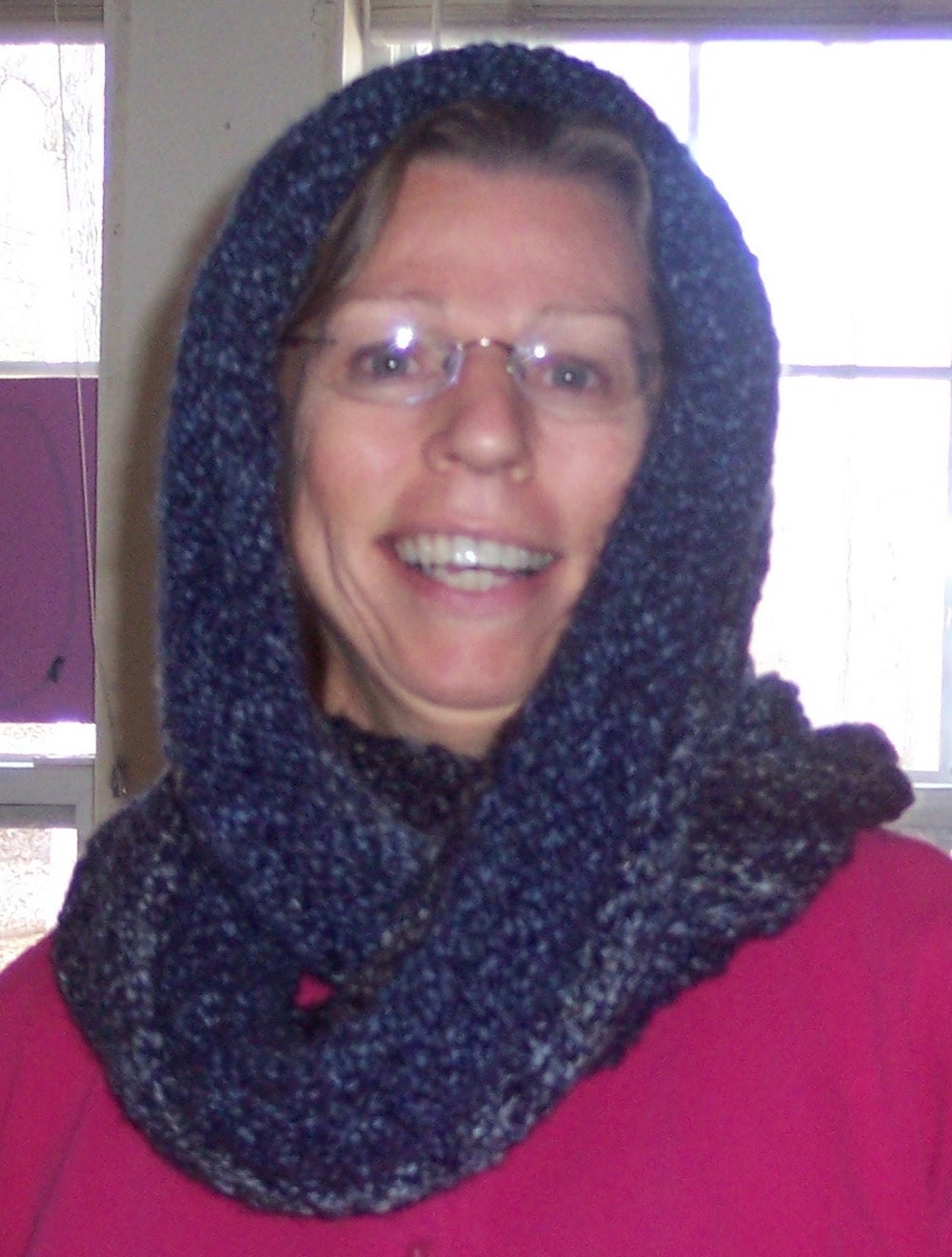 Handknit Cowl/ Scarf/ Neck Warmer/ Hat, Blue, Gift for Women