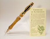 Olive Wood Rollerball Pen Gold finish with Fish Clip