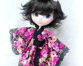 Pullip Kimono and Bow - Fuschia Floral