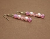 Swarovski pink crystal and pearl earrings