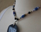 Necklace Paper Bead and Natural Coral Pendant Open Waters