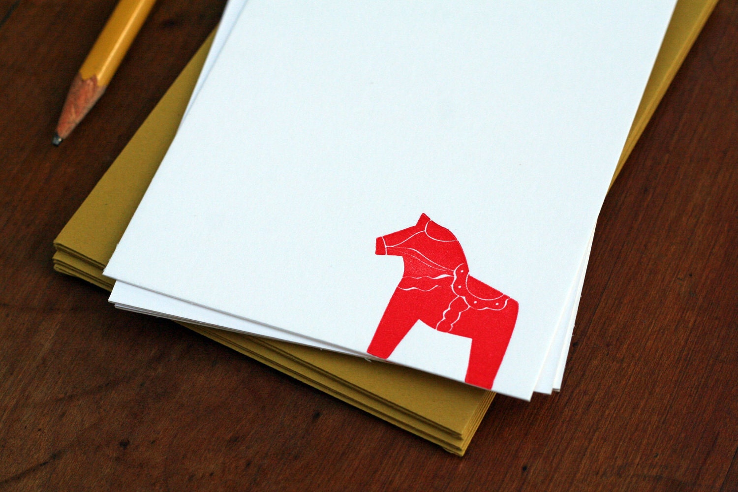 Swedish Dala Horse Notecard / 6-Pack / Letterpress Printed