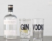 Gin and Vodka - set of four hand printed collins glasses