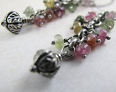 Silver & Tourmaline Spiral Earrings