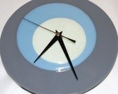 Grey, Blue & Cream Glass Clock