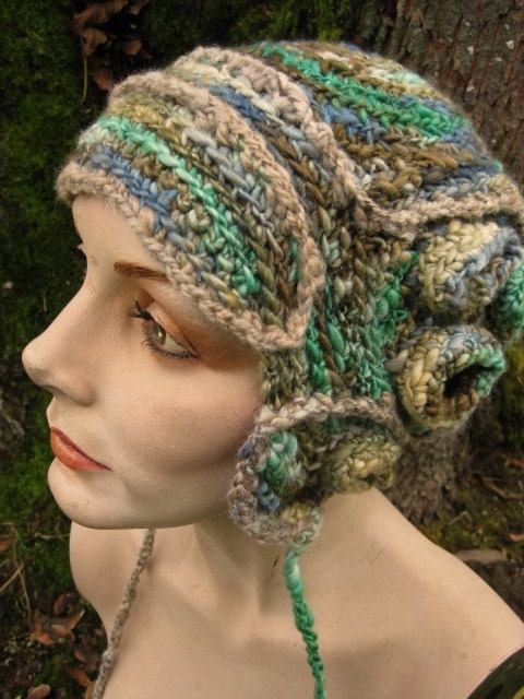 Wooden Barnacle- freeform crochet hat OOAK