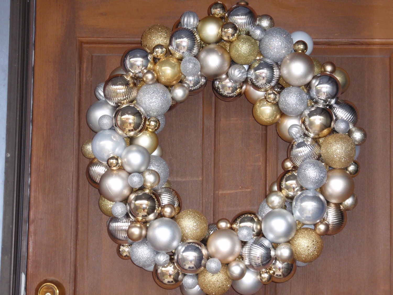 Silver and Gold Ornament Ball Wreath