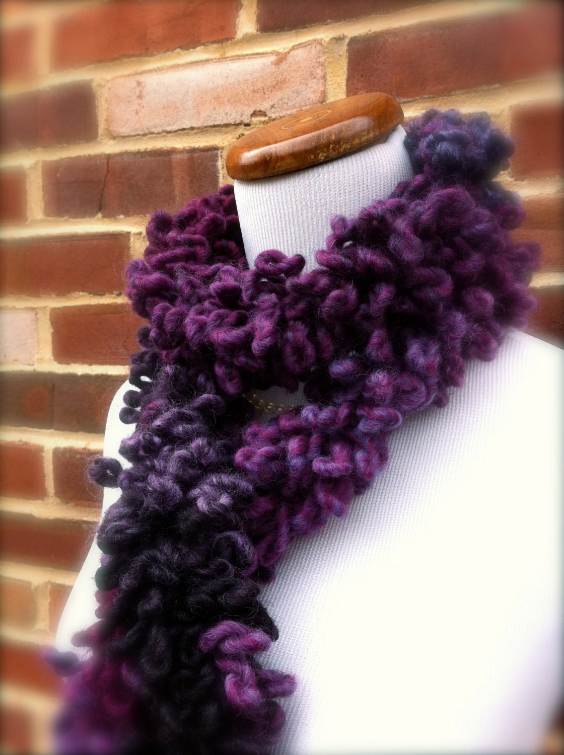 Knit Scarf in Purple Loop