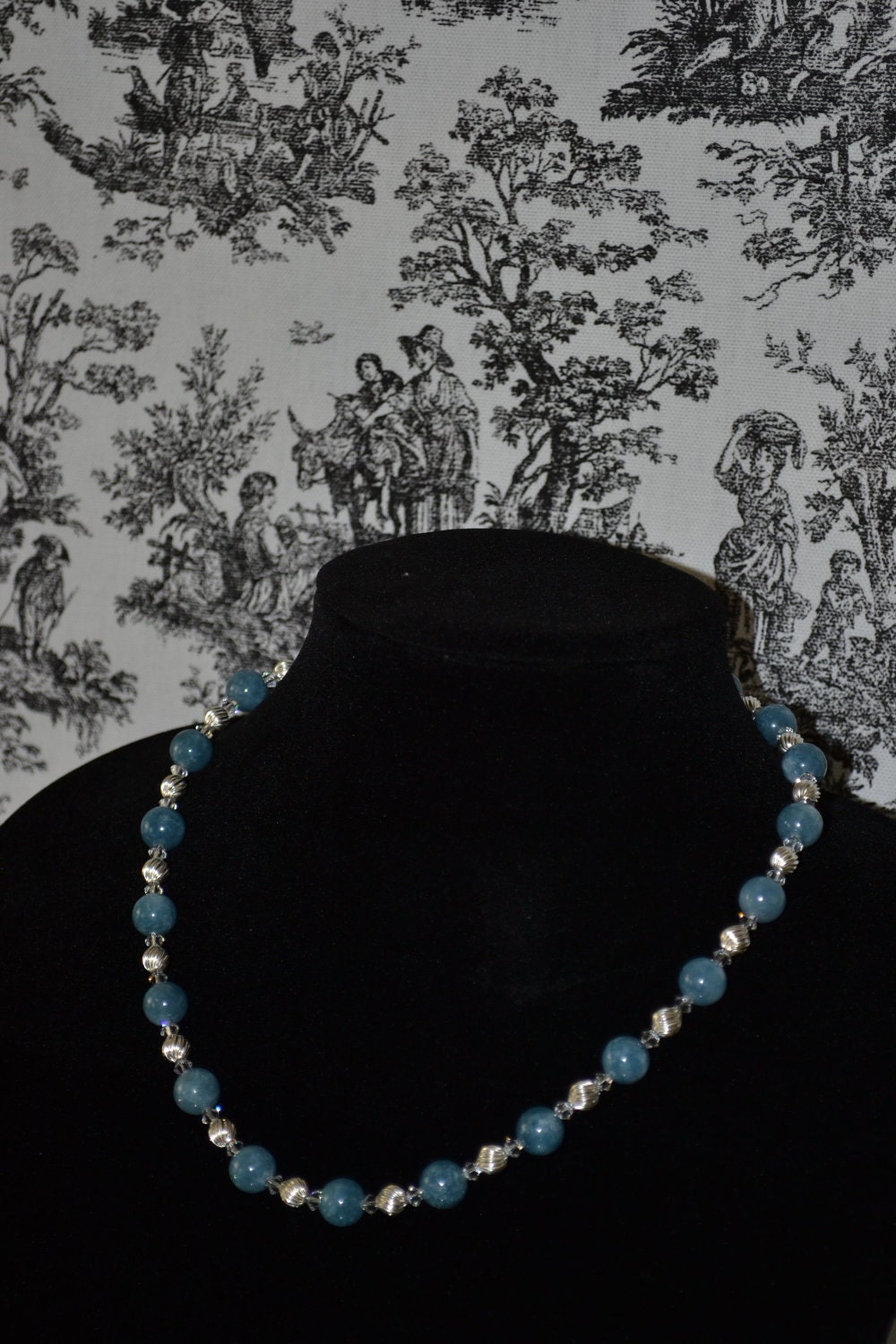 0113 Angelite, Sterling Silver and Swarovski Crystal Necklace