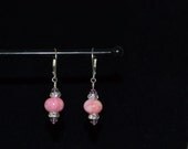 0117 Round Pink Earring with Rhinestones