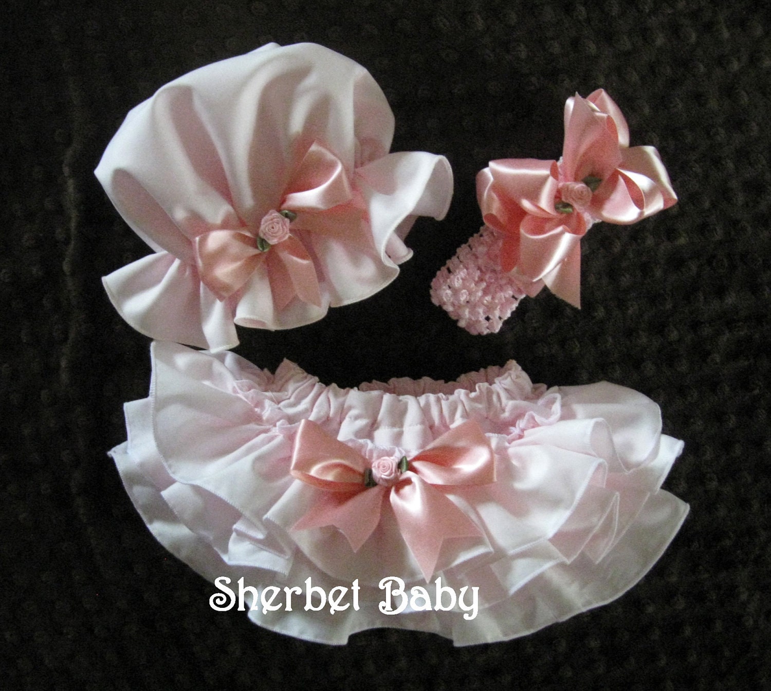 Ruffle Diaper Cover & Bo Peep Prairie Bonnet Sassy Pants Set Original Design Any Color Print or Fabric