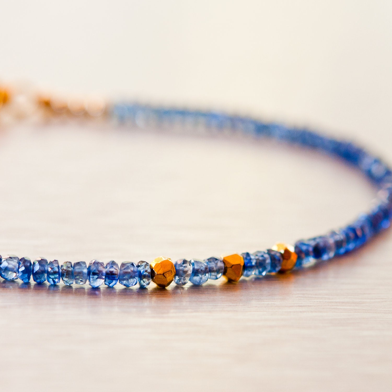 Delicate Blue Sapphire Bracelet 14k Gold