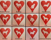 HEART DOGS, letterpress card set