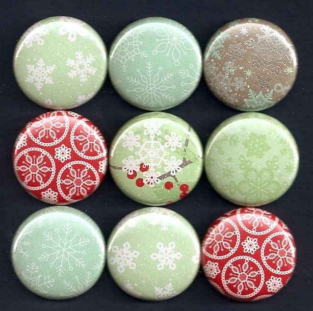 One Inch Magnet Set - Snowflakes
