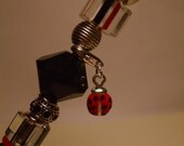 LADYBUG CHARM on a Beaded  COFFEE Scoop  - Handcrafted/Handmade-Hostess Gift