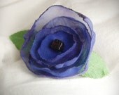 Handmade fabric flowers small purple flowers recycled fabric small metal french barrette holiday hair accessories